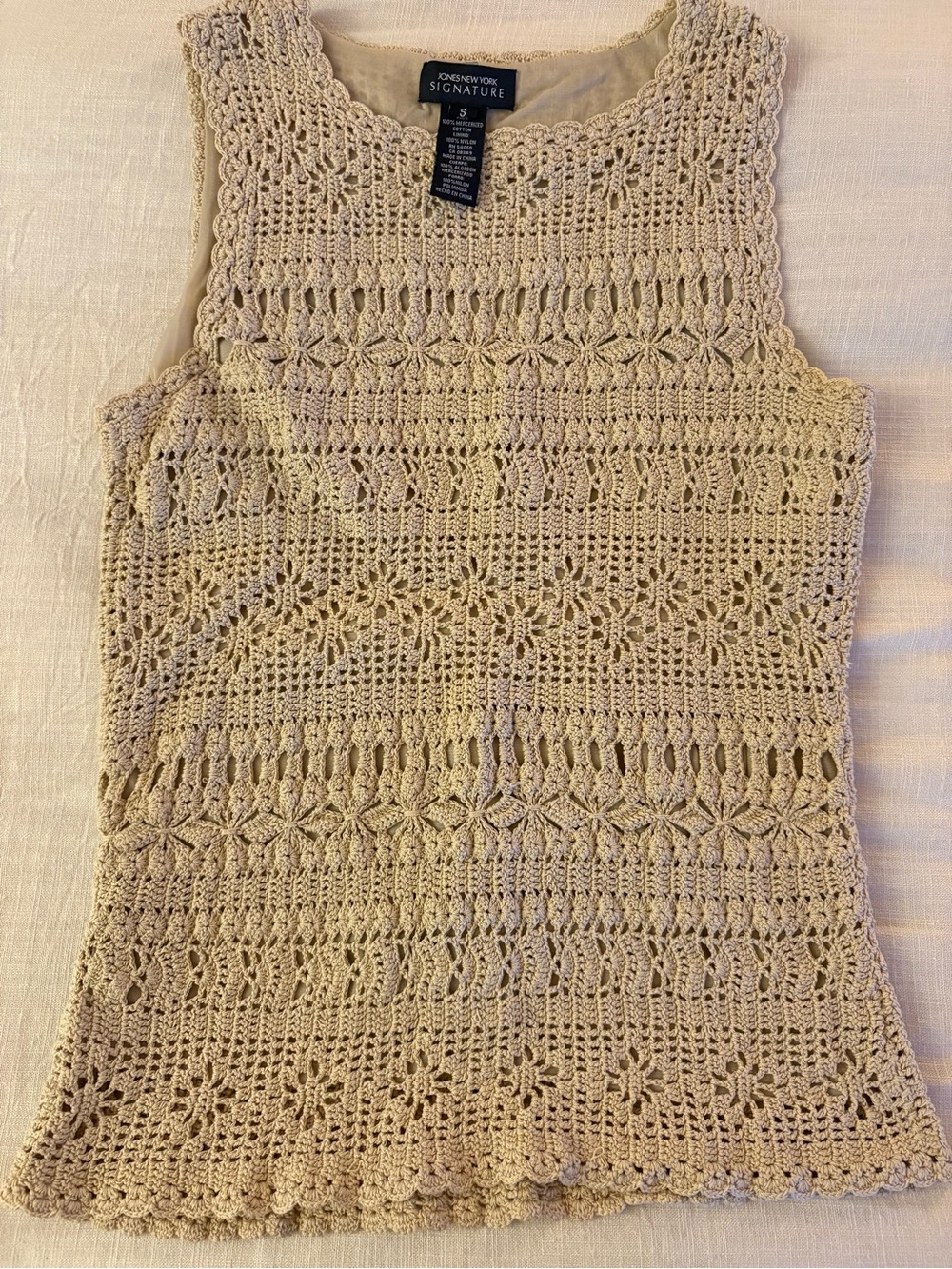 Vintage Cream Crochet Tank Top
